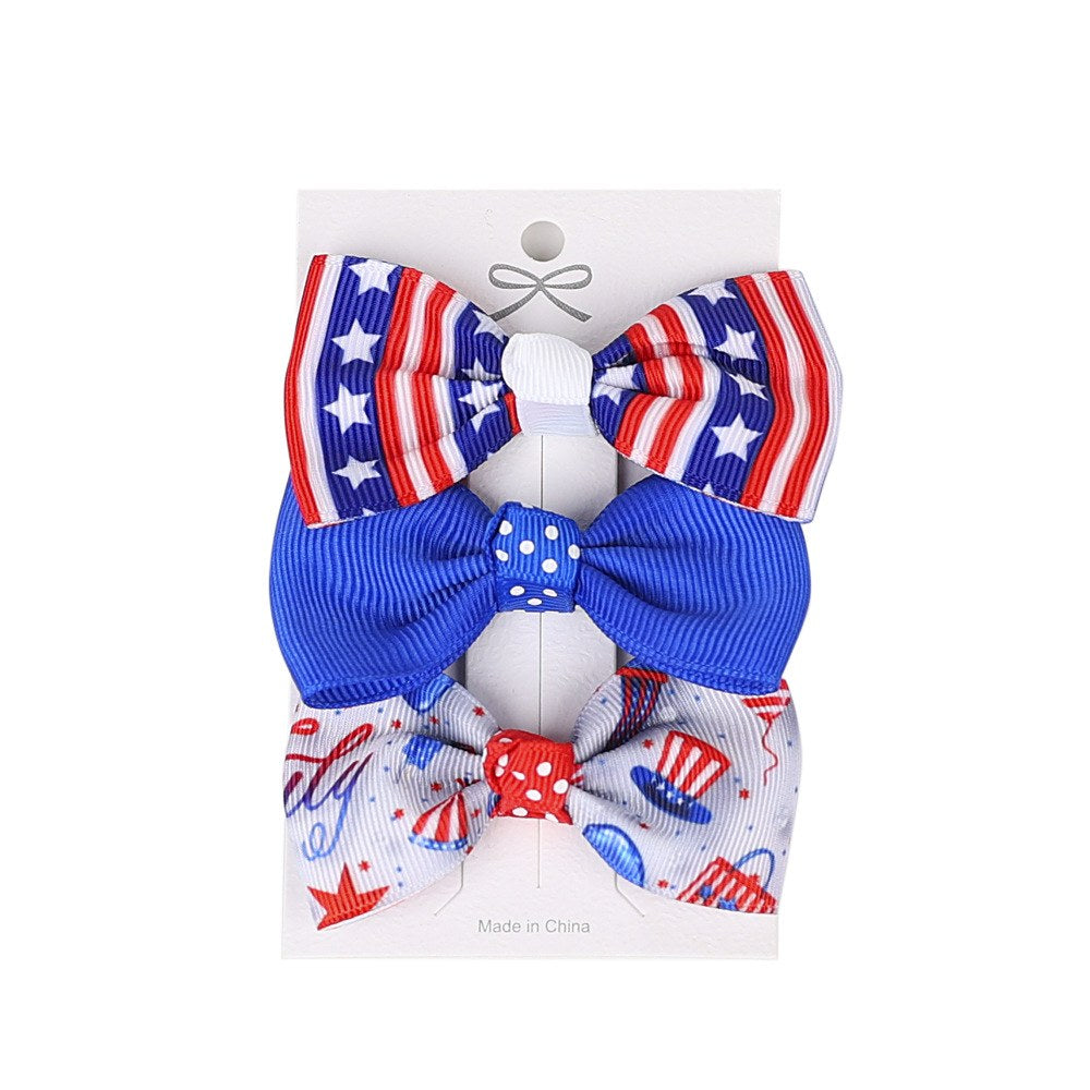 Independence Day Handmade American Flag Hair Clips 1Bags=3Pieces