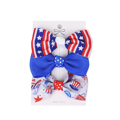 Independence Day Handmade American Flag Hair Clips 1Bags=3Pieces