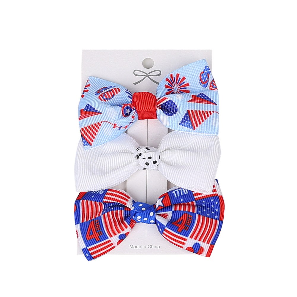 Independence Day Handmade American Flag Hair Clips 1Bags=3Pieces