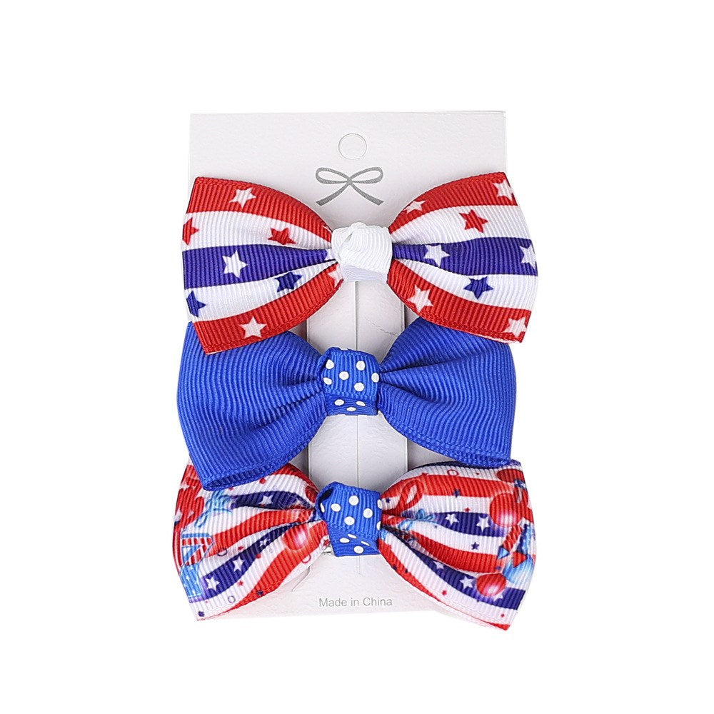 Independence Day Handmade American Flag Hair Clips 1Bags=3Pieces