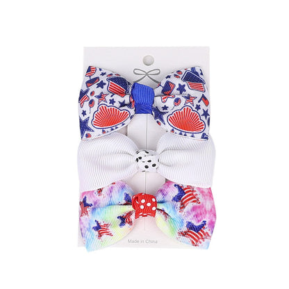 Independence Day Handmade American Flag Hair Clips 1Bags=3Pieces