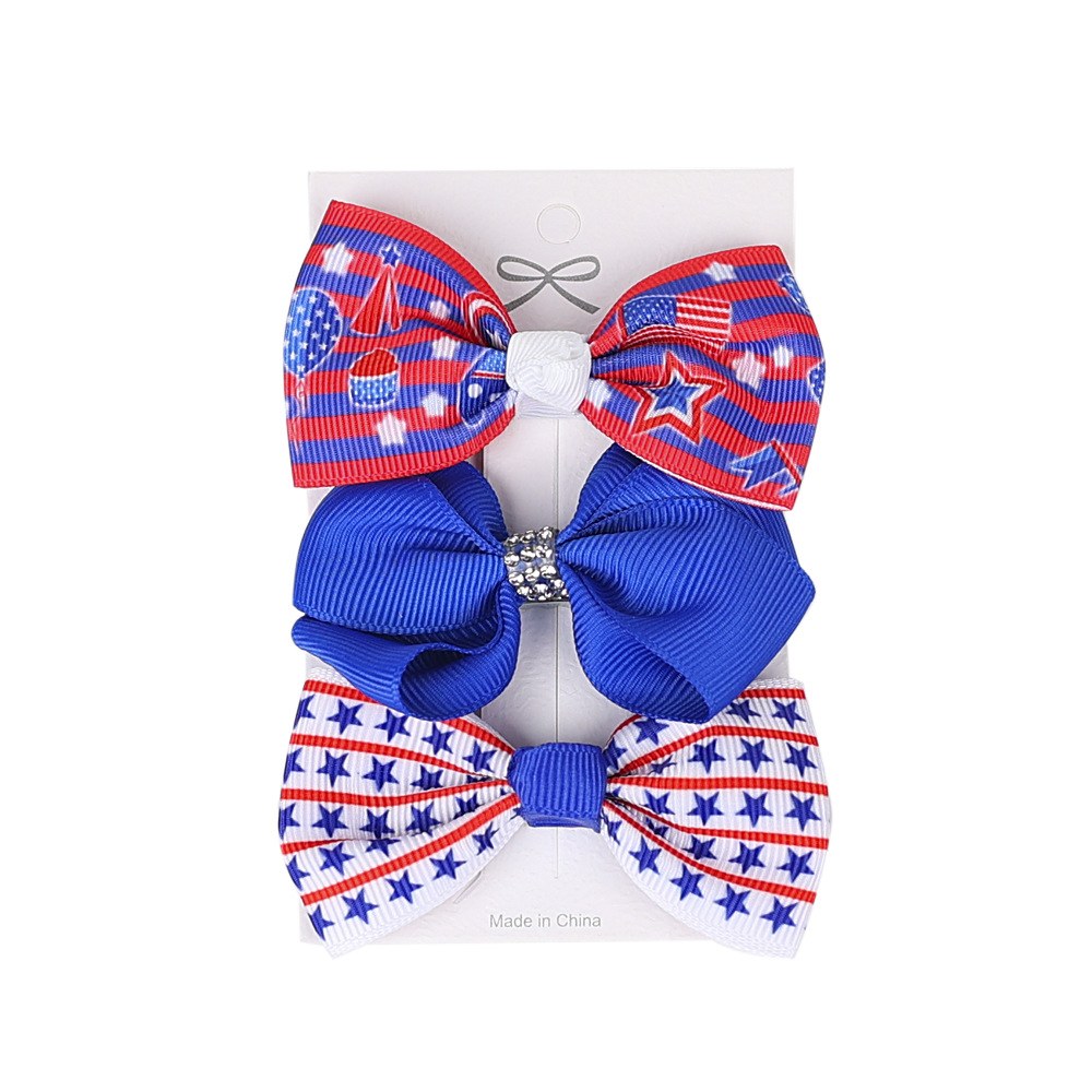 Independence Day Handmade American Flag Hair Clips 1Bags=3Pieces