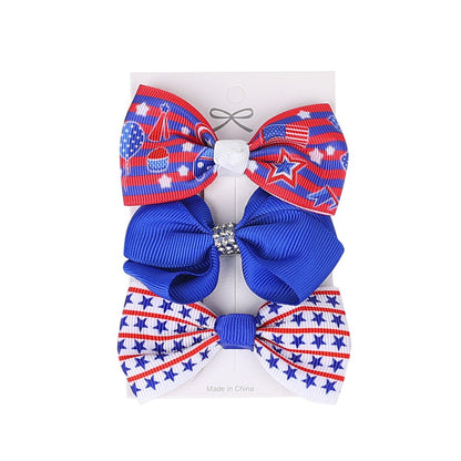 Independence Day Handmade American Flag Hair Clips 1Bags=3Pieces