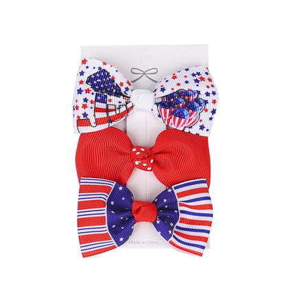 Independence Day Handmade American Flag Hair Clips 1Bags=3Pieces