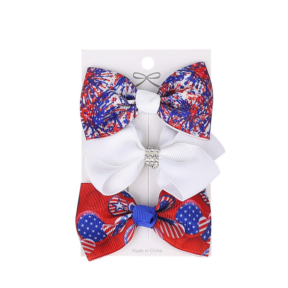 Independence Day Handmade American Flag Hair Clips 1Bags=3Pieces