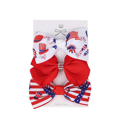 Independence Day Handmade American Flag Hair Clips 1Bags=3Pieces