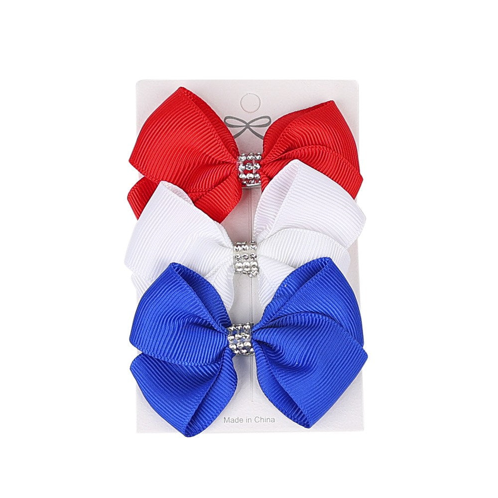 Independence Day Handmade American Flag Hair Clips 1Bags=3Pieces