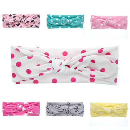 Western Newborn 8pcs Dot Graphic Cute Bunny Ear Shape Design Elastic Headband