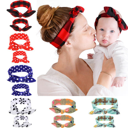 Family Mother And Child Western Style Elastic Headband 2-Pieces Sets