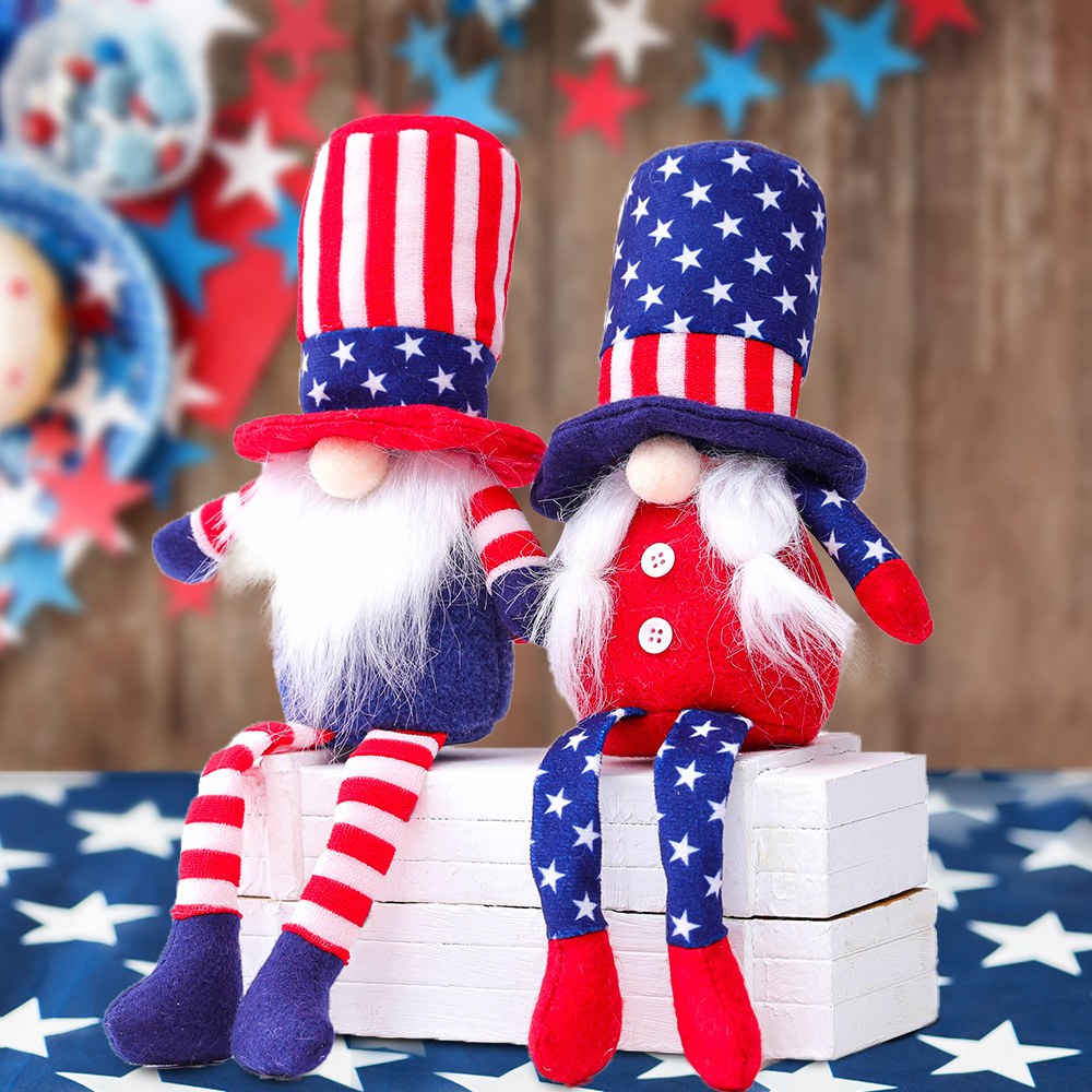 Independence Five Pointed Star & Striped Graphic Long Leggings Decorative Dolls Children's Gift