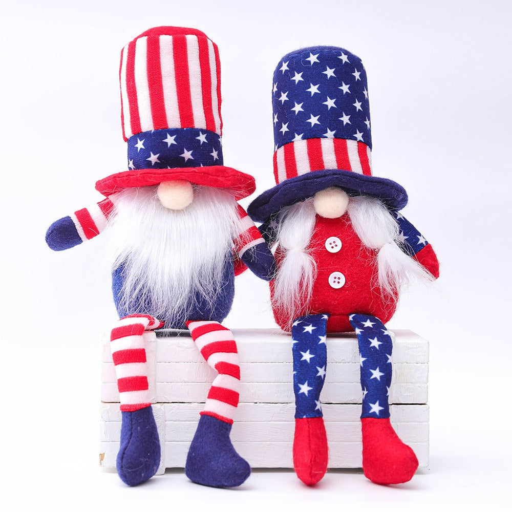 Independence Five Pointed Star & Striped Graphic Long Leggings Decorative Dolls Children's Gift