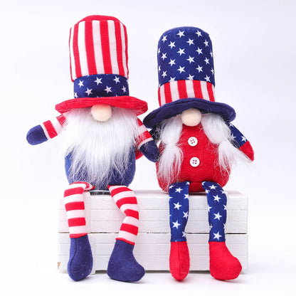 Independence Five Pointed Star & Striped Graphic Long Leggings Decorative Dolls Children's Gift