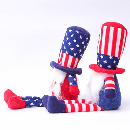 Independence Five Pointed Star & Striped Graphic Long Leggings Decorative Dolls Children's Gift