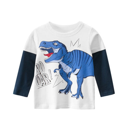Baby Boy Cartoon Dinosaur Graphic Long Sleeves New Style Cute Shirt