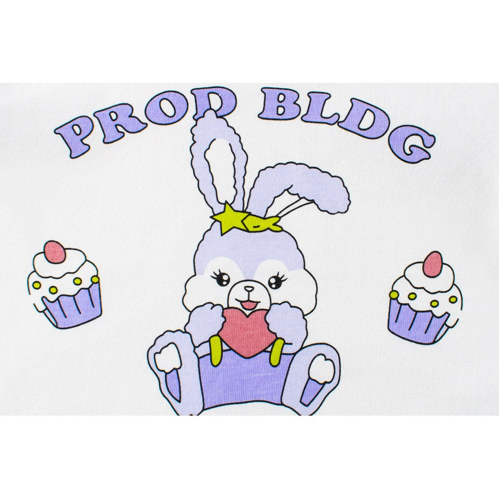 Baby Girl Cute Bunny Graphic Contrast Design Korean Style Cotton Shirt