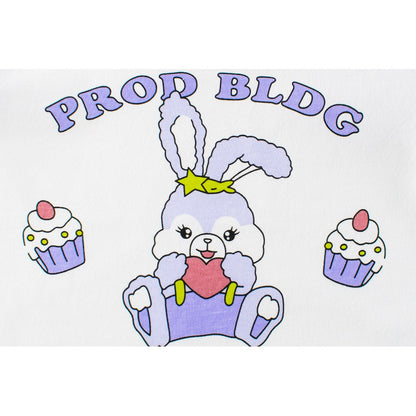 Baby Girl Cute Bunny Graphic Contrast Design Korean Style Cotton Shirt