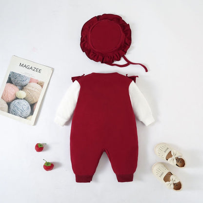 Baby Girl 3pcs Big Bow Patched Pattern Long Sleeve Romper