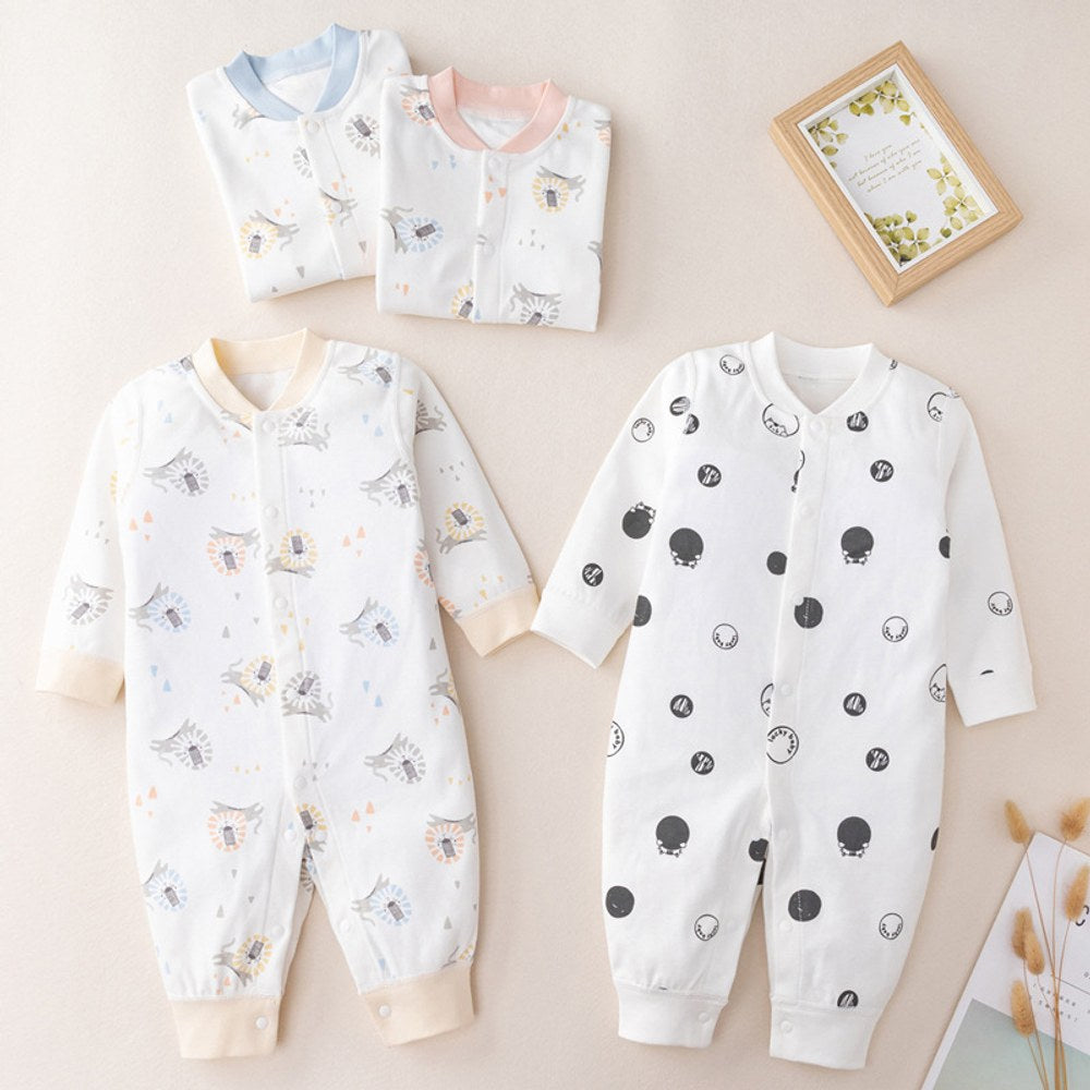 Baby Cartoon Graphic Single Breasted Design Long Sleeves Jumpsuit