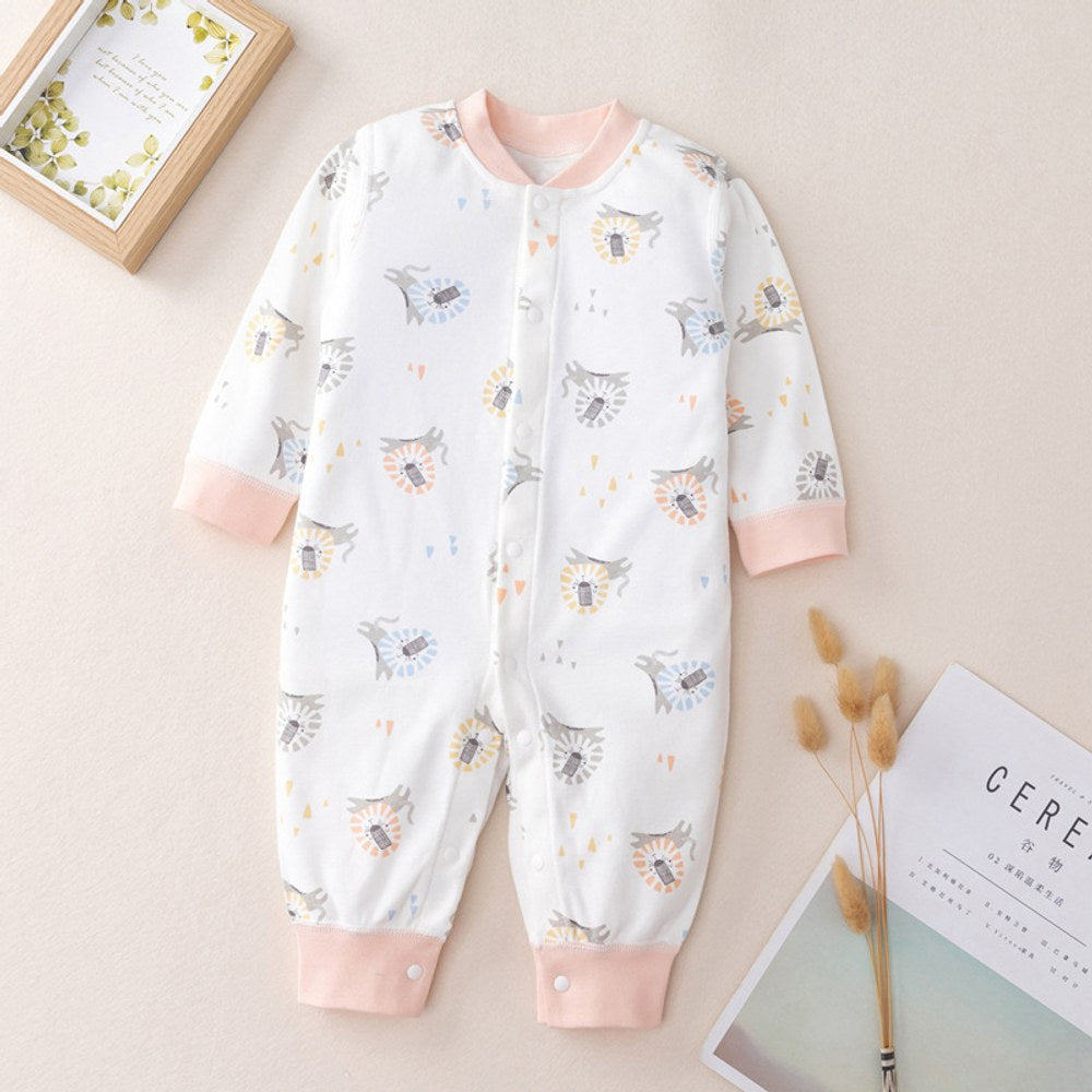 Baby Cartoon Graphic Single Breasted Design Long Sleeves Jumpsuit