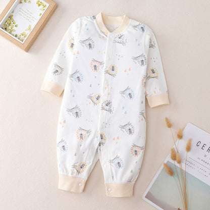 Baby Cartoon Graphic Single Breasted Design Long Sleeves Jumpsuit