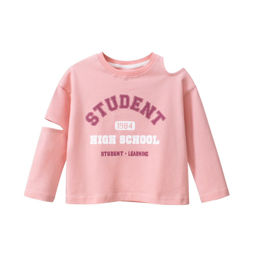 Baby Girl Slogan Pattern Off The Shoulder Design Long Sleeve Shirt