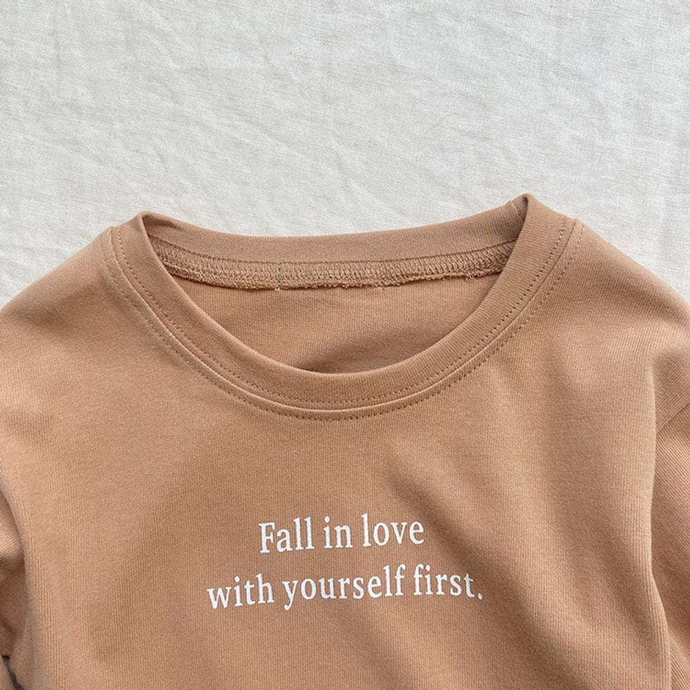 Baby Slogan Print Pattern Pullover Loose Long Sleeve Shirt