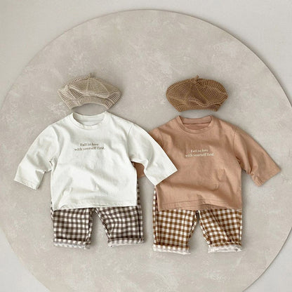 Baby Slogan Print Pattern Pullover Loose Long Sleeve Shirt