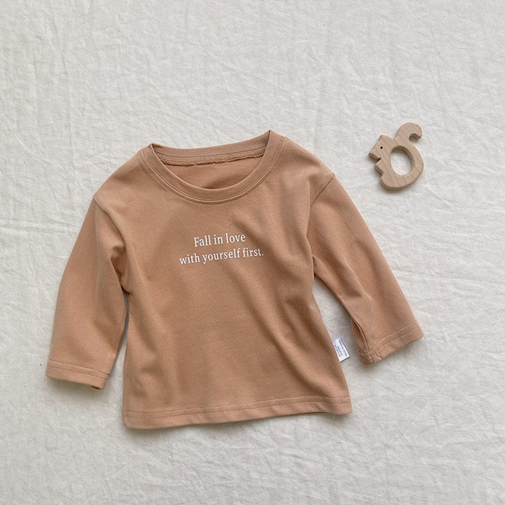 Baby Slogan Print Pattern Pullover Loose Long Sleeve Shirt