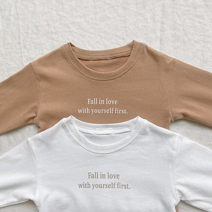 Baby Slogan Print Pattern Pullover Loose Long Sleeve Shirt