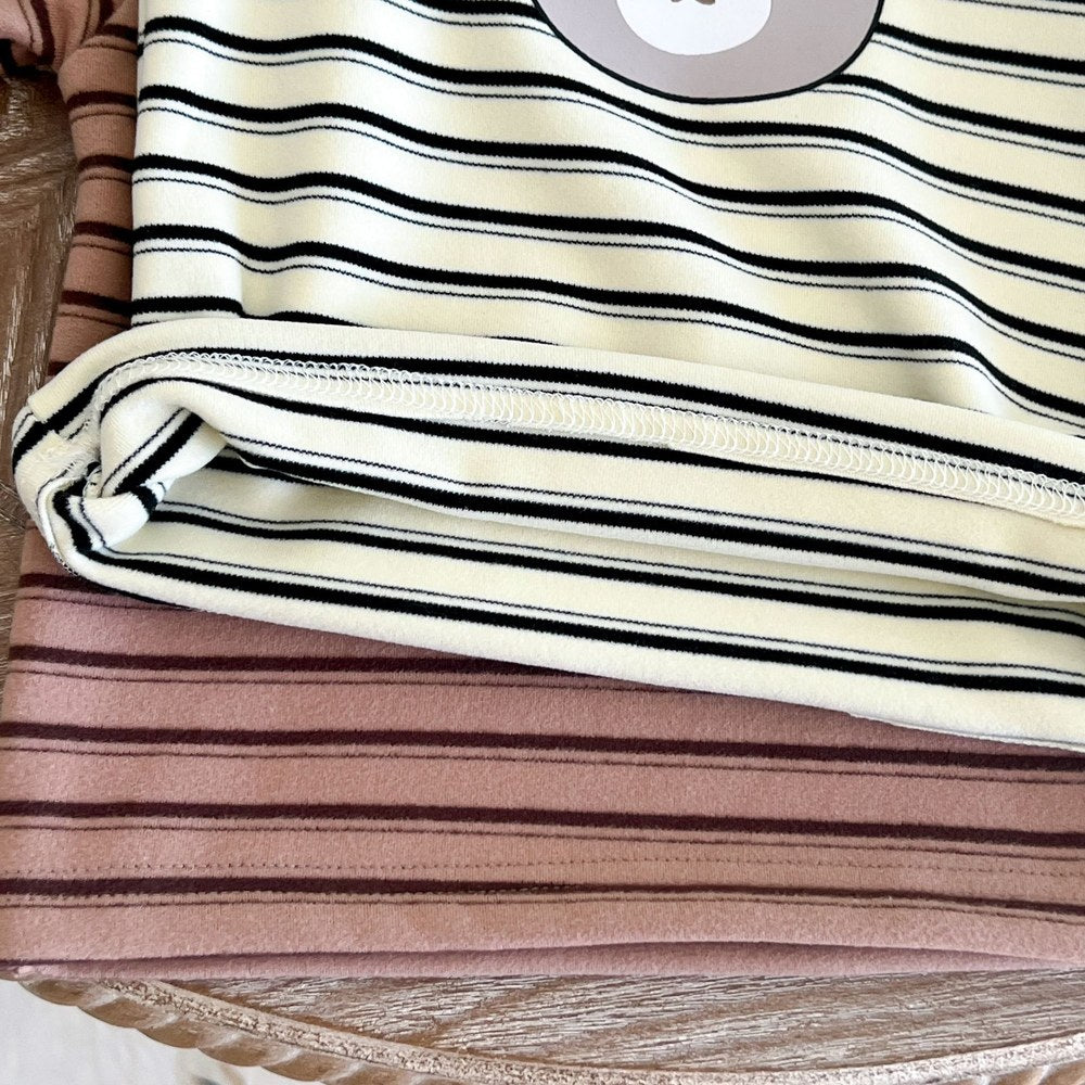 Baby Striped & amp; Bear Pattern High Neck Design Cute Shirt