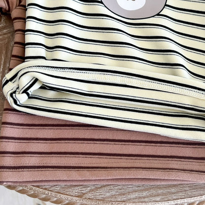 Baby Striped & amp; Bear Pattern High Neck Design Cute Shirt