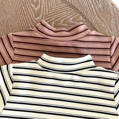 Baby Striped & amp; Bear Pattern High Neck Design Cute Shirt