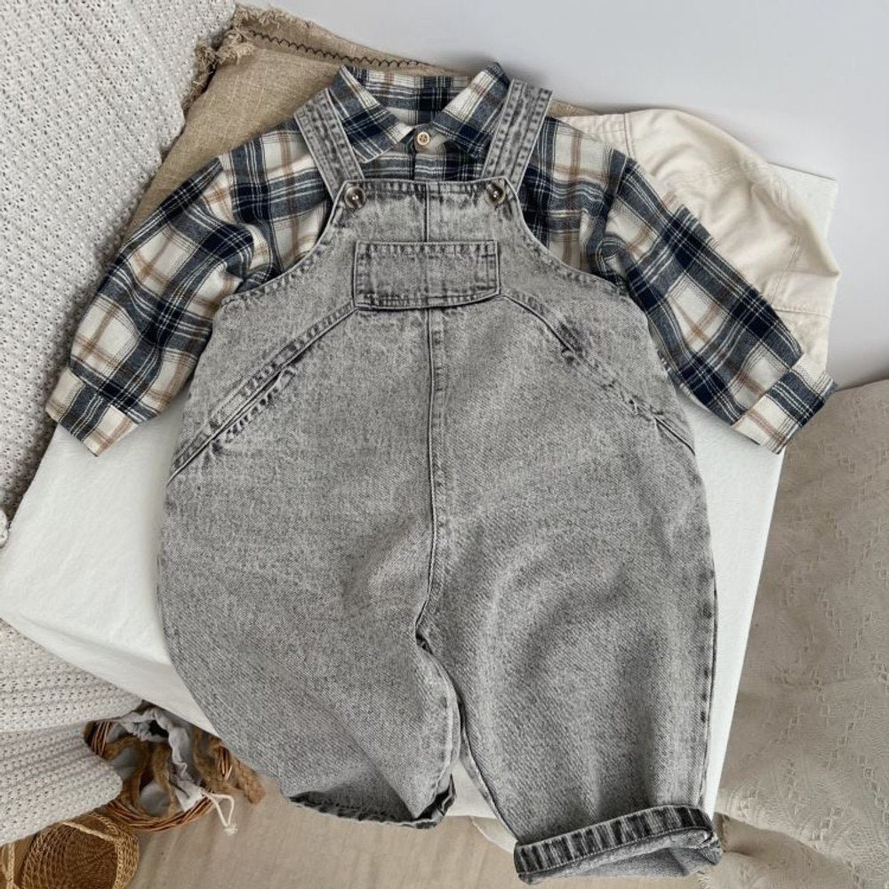 Baby Plaid Pattern Single Breasted Design Polo Neck Shirt