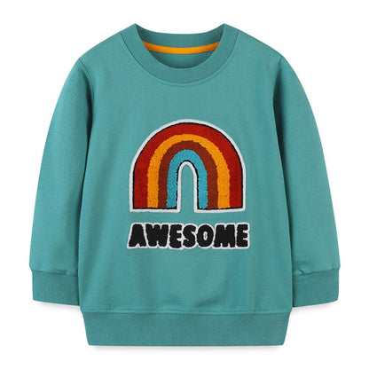 Baby Boy Rainbow Print Pattern Long Sleeve Pullover Hoodie