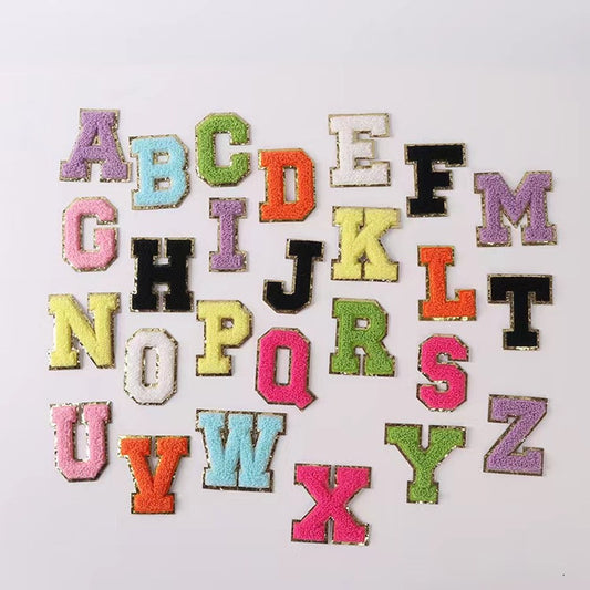 Candy Color English Alphabet Towel Embroidery Patch Sticker Embroidery Cloth Sticker 1Set=24Pieces