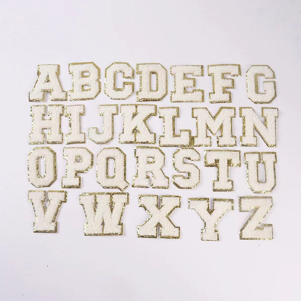 Candy Color English Alphabet Towel Embroidery Patch Sticker Embroidery Cloth Sticker 1Set=24Pieces