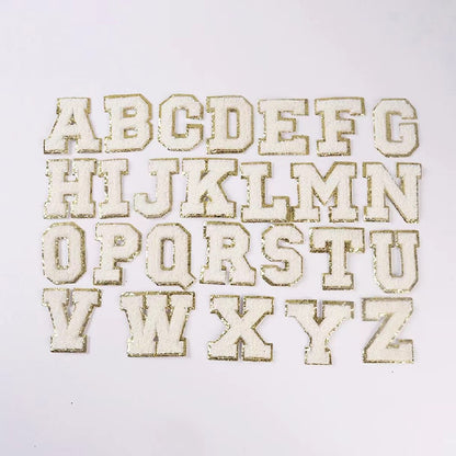 Candy Color English Alphabet Towel Embroidery Patch Sticker Embroidery Cloth Sticker 1Set=24Pieces