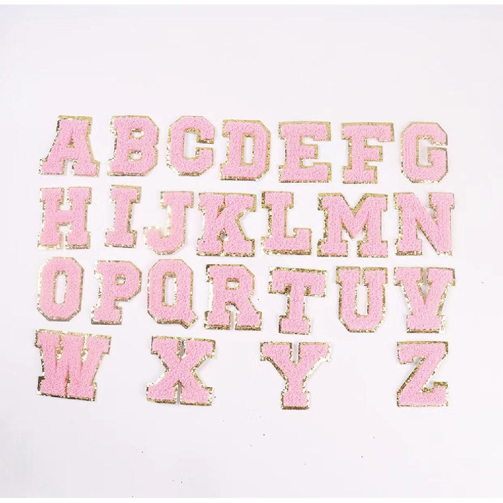 Candy Color English Alphabet Towel Embroidery Patch Sticker Embroidery Cloth Sticker 1Set=24Pieces