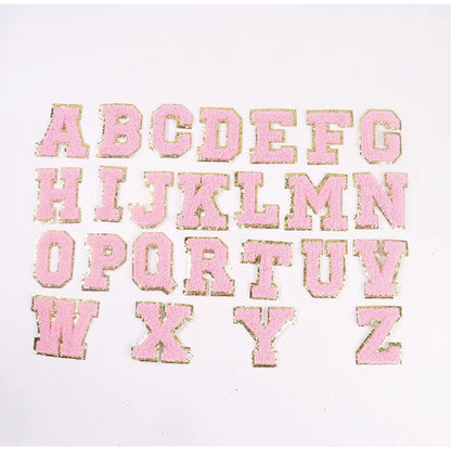 Candy Color English Alphabet Towel Embroidery Patch Sticker Embroidery Cloth Sticker 1Set=24Pieces