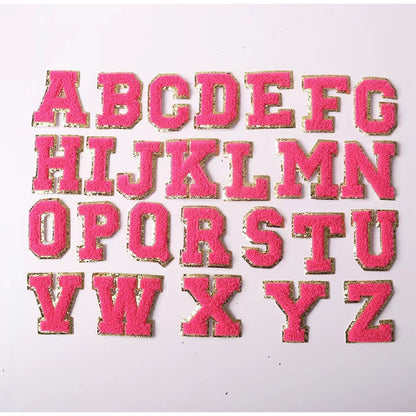 Candy Color English Alphabet Towel Embroidery Patch Sticker Embroidery Cloth Sticker 1Set=24Pieces
