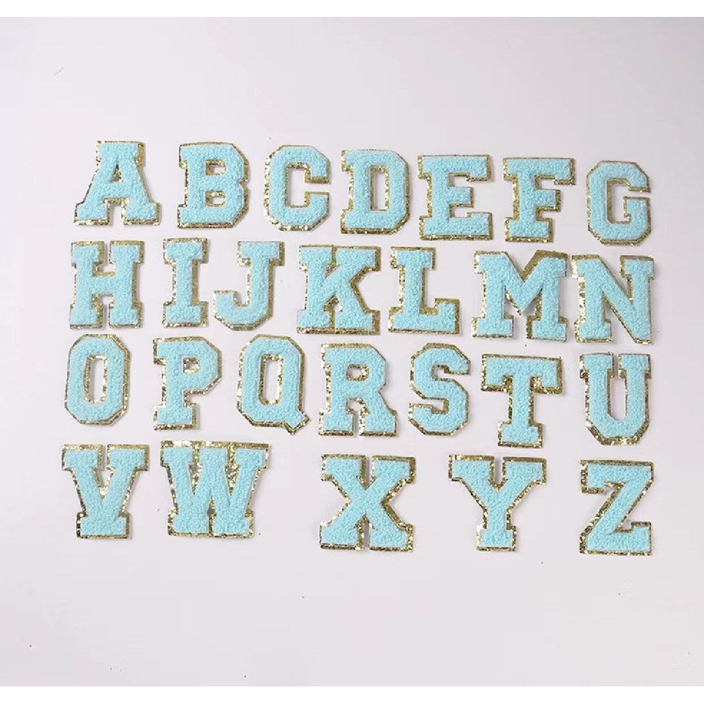 Candy Color English Alphabet Towel Embroidery Patch Sticker Embroidery Cloth Sticker 1Set=24Pieces