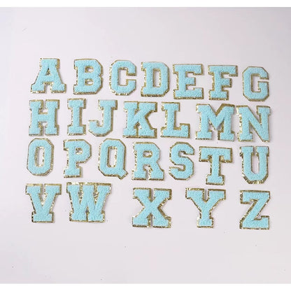 Candy Color English Alphabet Towel Embroidery Patch Sticker Embroidery Cloth Sticker 1Set=24Pieces