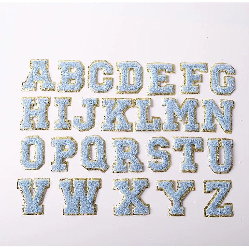 Candy Color English Alphabet Towel Embroidery Patch Sticker Embroidery Cloth Sticker 1Set=24Pieces