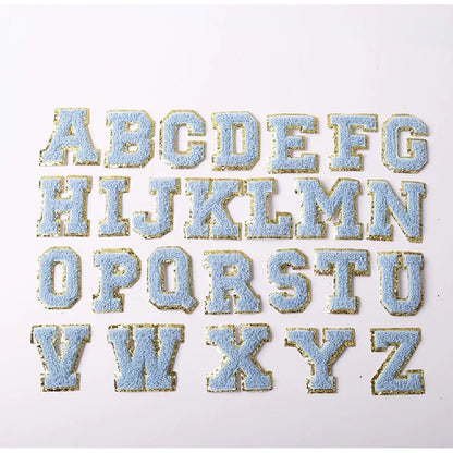 Candy Color English Alphabet Towel Embroidery Patch Sticker Embroidery Cloth Sticker 1Set=24Pieces