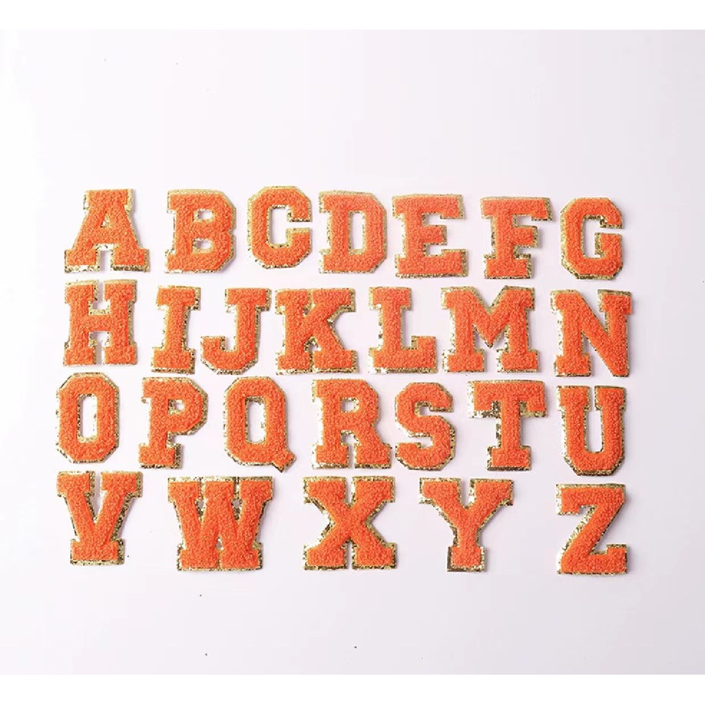 Candy Color English Alphabet Towel Embroidery Patch Sticker Embroidery Cloth Sticker 1Set=24Pieces