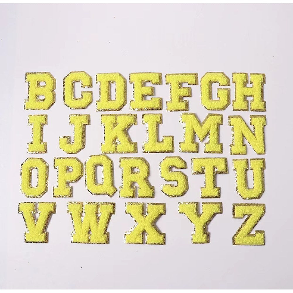 Candy Color English Alphabet Towel Embroidery Patch Sticker Embroidery Cloth Sticker 1Set=24Pieces