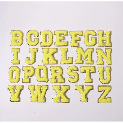 Candy Color English Alphabet Towel Embroidery Patch Sticker Embroidery Cloth Sticker 1Set=24Pieces