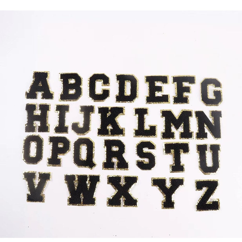 Candy Color English Alphabet Towel Embroidery Patch Sticker Embroidery Cloth Sticker 1Set=24Pieces
