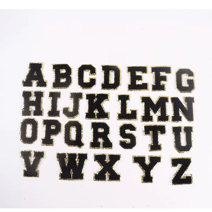 Candy Color English Alphabet Towel Embroidery Patch Sticker Embroidery Cloth Sticker 1Set=24Pieces
