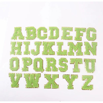 Candy Color English Alphabet Towel Embroidery Patch Sticker Embroidery Cloth Sticker 1Set=24Pieces